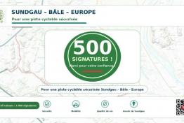 La p�tition pour une piste cyclable s�curis�e Sundgau- B�le- Europe atteint 500 signatures!